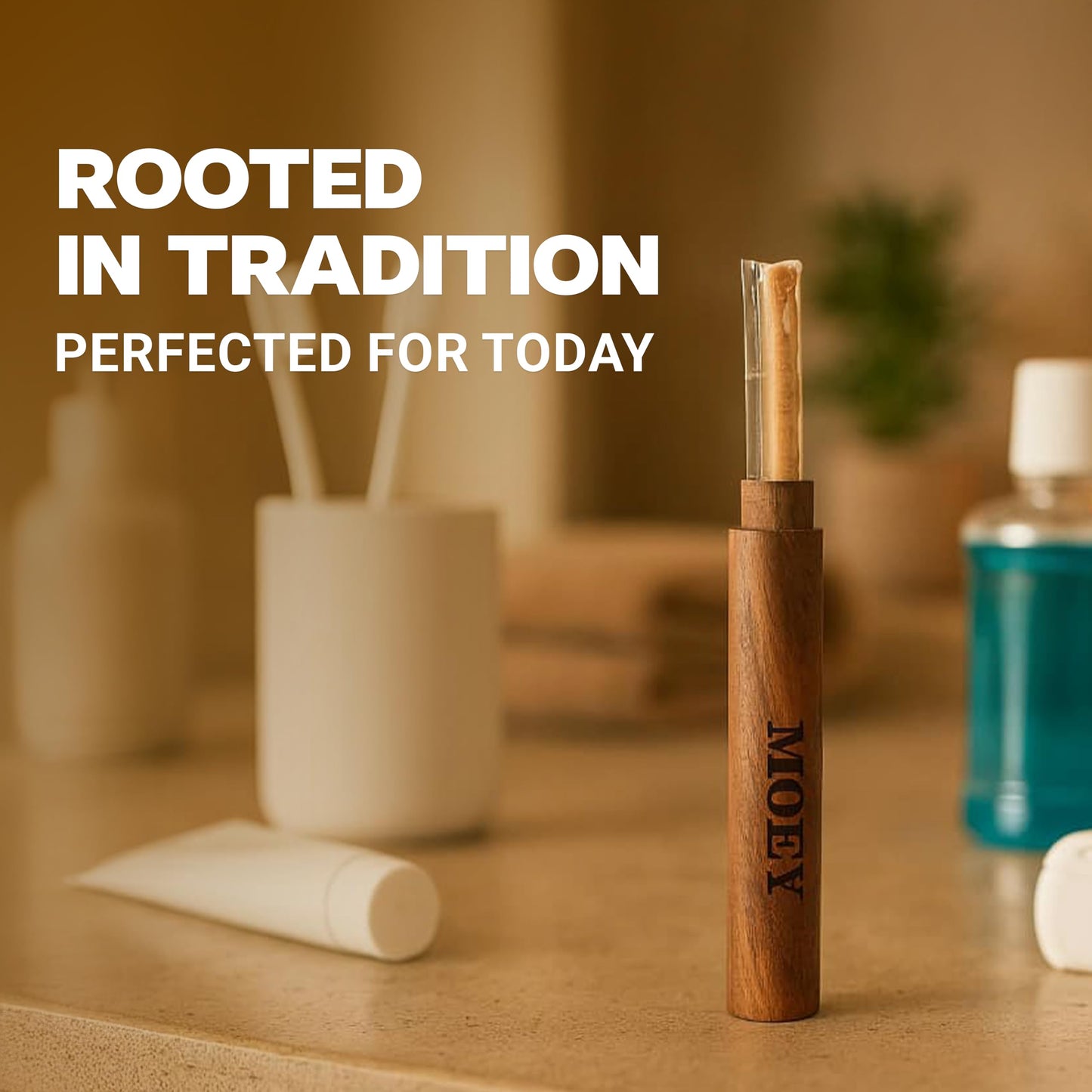 MOEY Miswak Stick with Wooden Holder – Salvadora Persica, Whitens Teeth