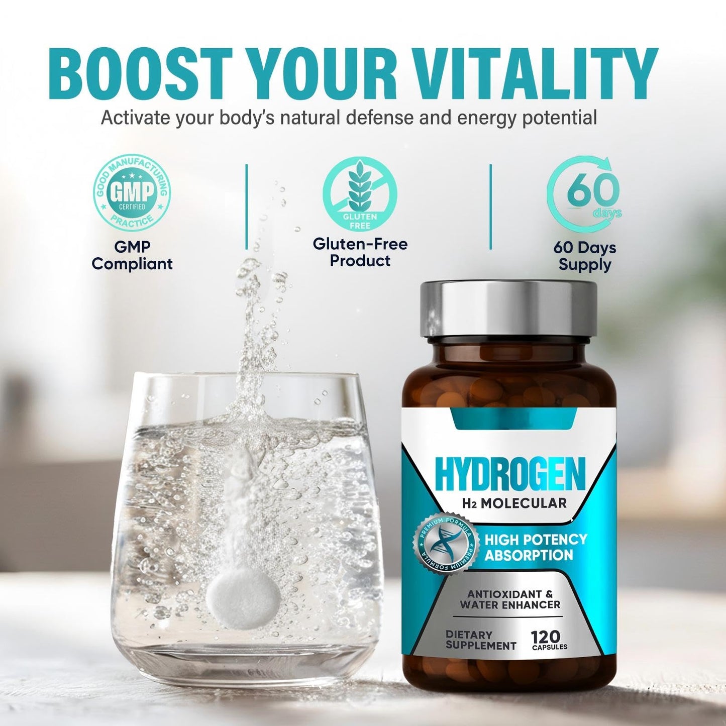 Hydrogen Water Tablets – Brain Health & Energy (12 ppm H2 with Magnesium)