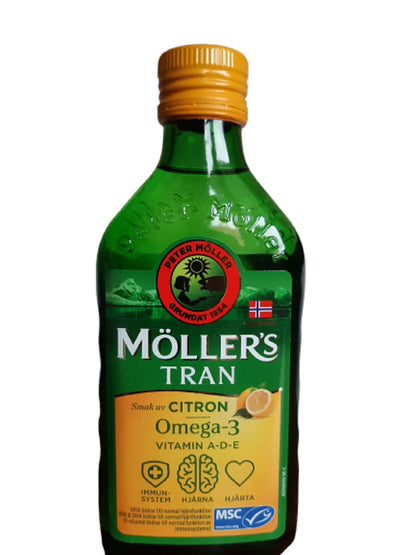 MÖLLER'S Tran Cod Liver Oil 250 ml | Citron Flavor | Omega-3 | Vitamin A, D & E