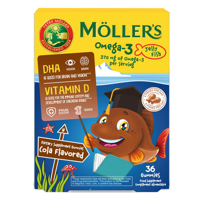 Moller’s ® Omega-3 Jelly for Kids – Cola Flavor, 36 Capsules | DHA & EPA, Gluten-Free