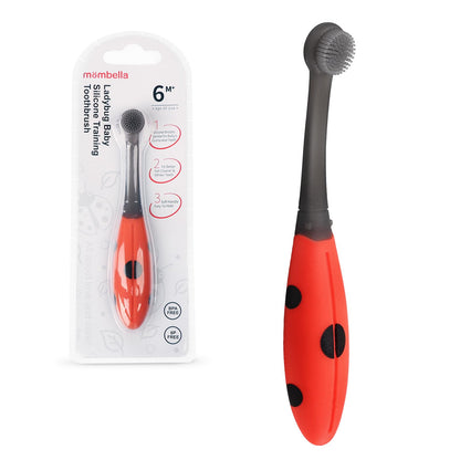 Mombella Ladybug Baby Toothbrush (6-12 Months & Up) – Extra Soft Silicone Infant Toothbrush