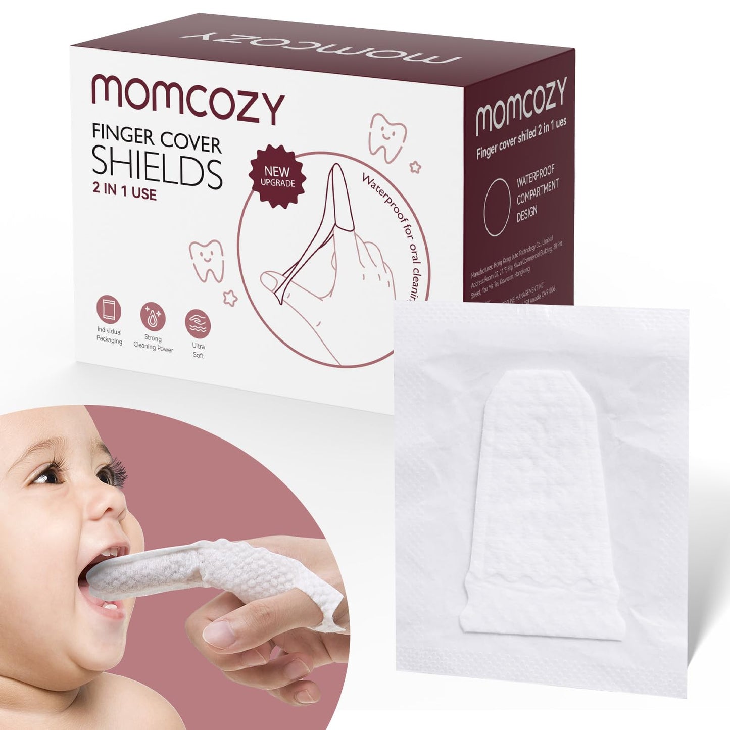 Momcozy Baby Finger Toothbrush, Tongue Cleaner & Wipes – 30 Count