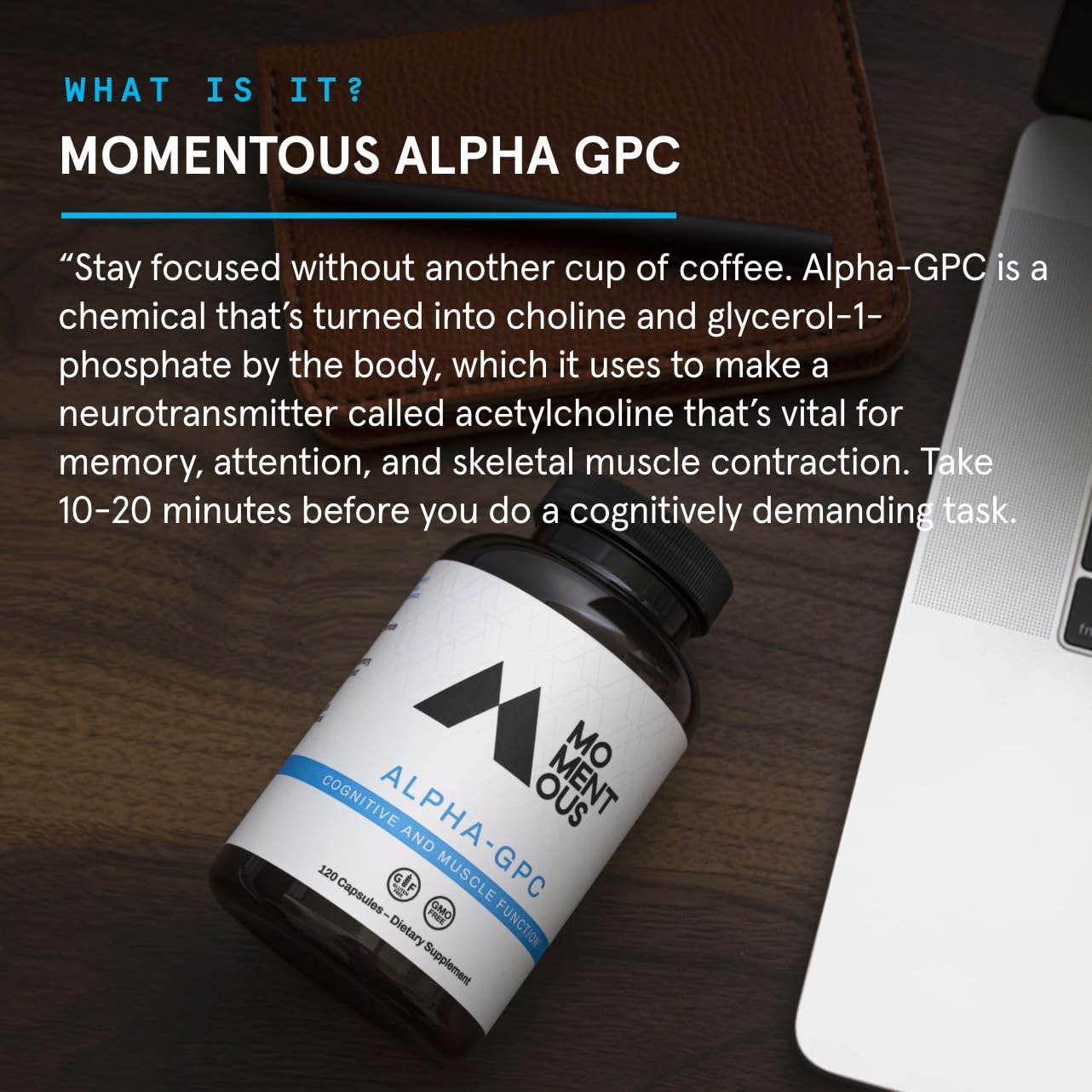Momentous Alpha GPC Supplement – Cognitive Support, NSF Certified for Sport, GMO- & Gluten-Free | 60 Servings