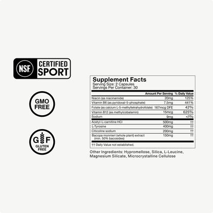 Momentous Brain Drive Nootropic Supplement | Focus & Memory Support | NSF Certified for Sport | 30 Servings