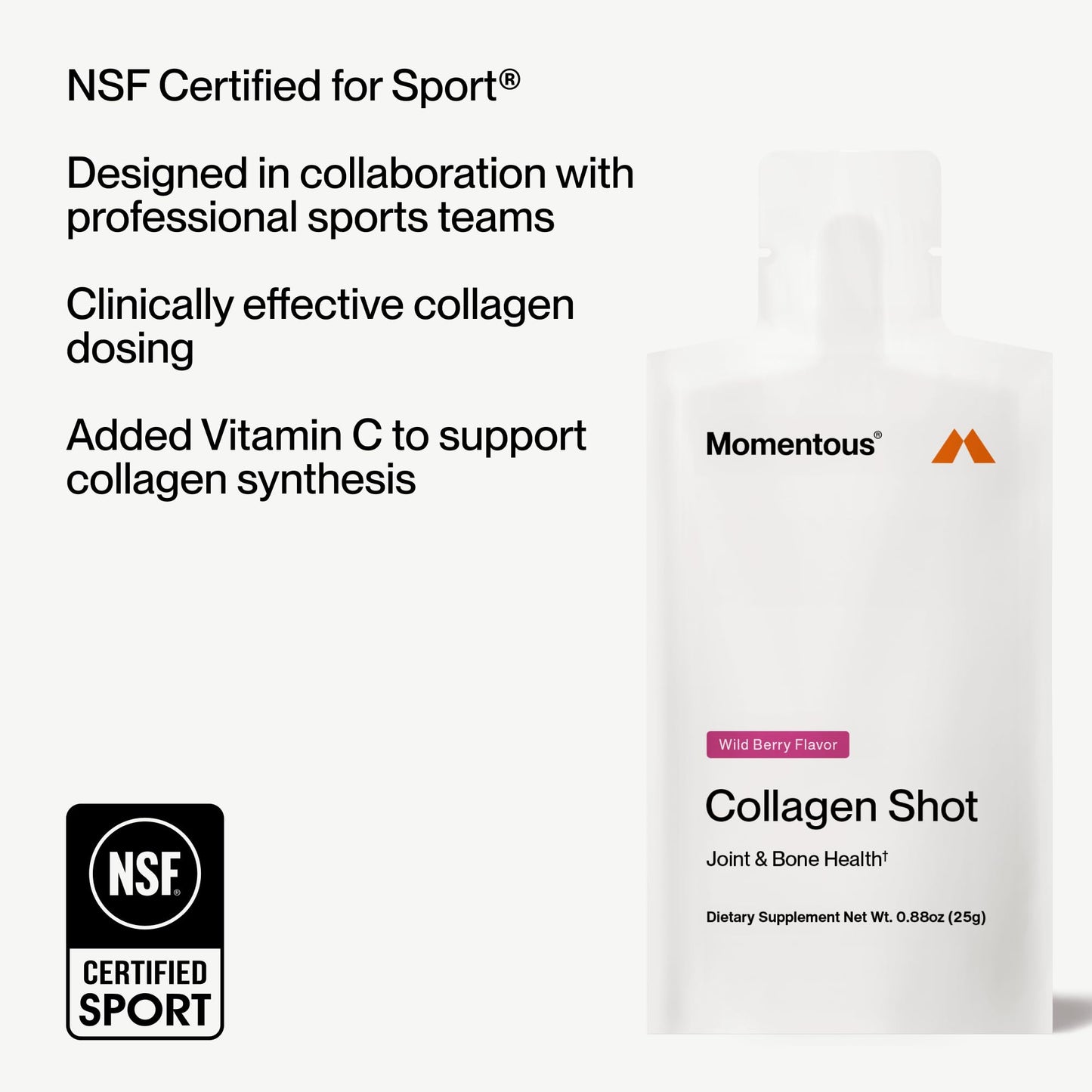 Momentous Collagen Shot - Hydrolyzed Collagen & Vitamin C | NSF Certified