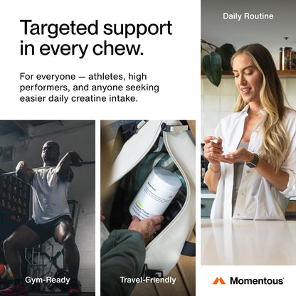 Momentous Creatine Chews – Creapure Creatine Monohydrate, 150 Chewable Tablets, Lemon Lime