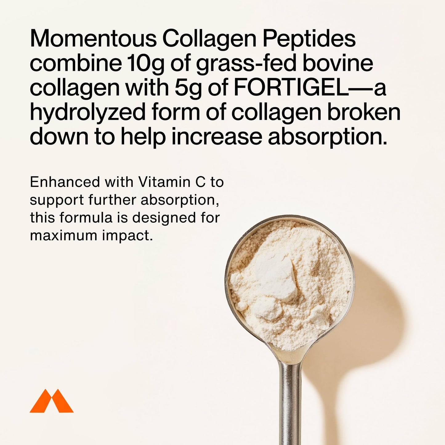 Momentous Grass-Fed Collagen Peptides Powder with Fortigel & Vitamin C – NSF Certified for Sport