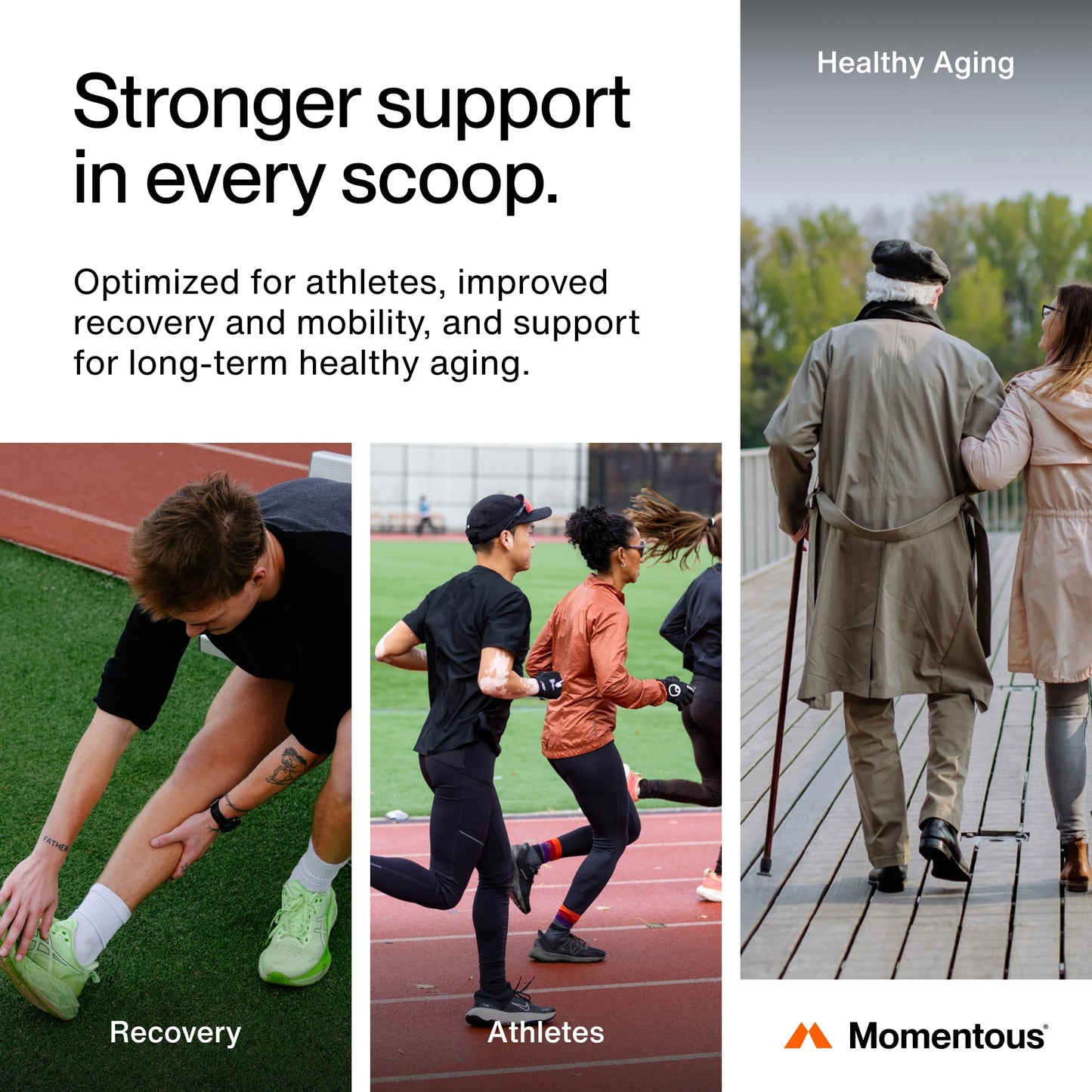 Momentous Grass-Fed Collagen Peptides Powder with Fortigel & Vitamin C – NSF Certified for Sport