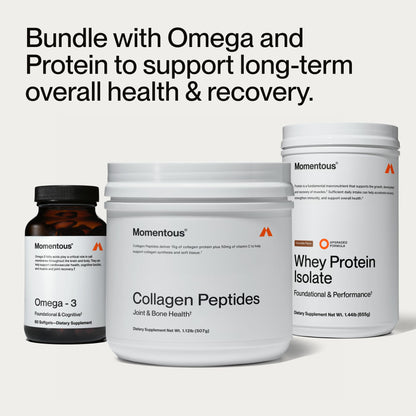 Momentous Grass-Fed Collagen Peptides Powder with Fortigel & Vitamin C – NSF Certified for Sport