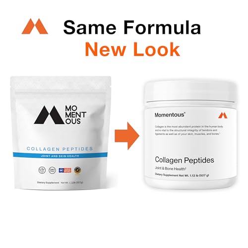 Momentous Grass-Fed Collagen Peptides Powder with Fortigel & Vitamin C – NSF Certified for Sport
