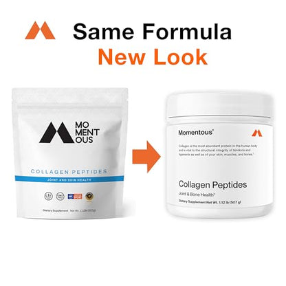 Momentous Grass-Fed Collagen Peptides Powder with Fortigel & Vitamin C – NSF Certified for Sport