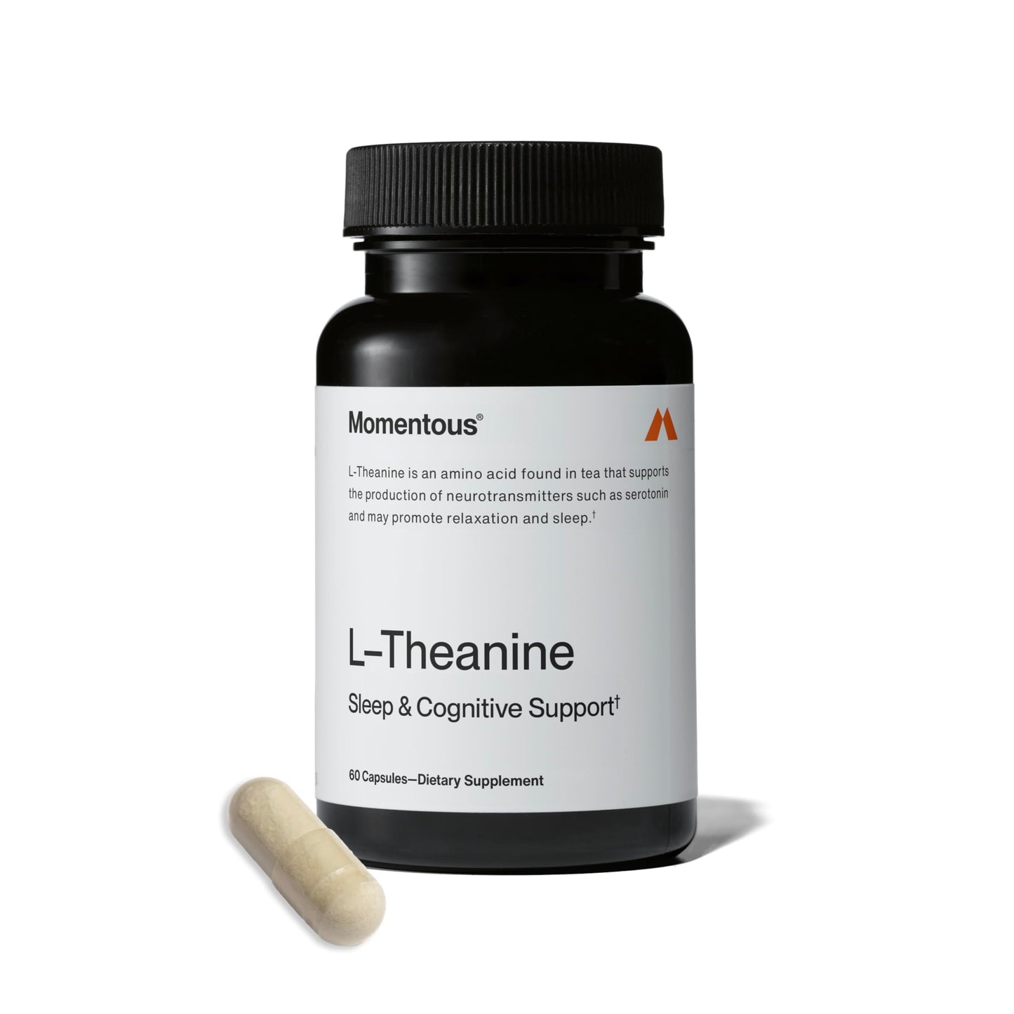 Momentous L-Theanine Supplement – 200 mg Capsules for Relaxation & Focus | NSF Certified for Sport | Gluten- & GMO-Free | 60 Servings