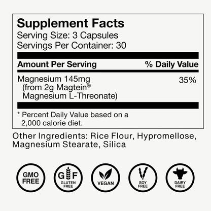 Momentous Magtein Magnesium L-Threonate – Brain & Sleep Support, 145 mg, 30 Servings, NSF Certified for Sport