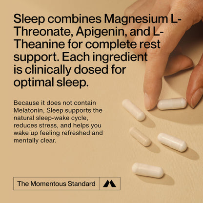 Momentous Nightly Sleep Pack – Magnesium L-Threonate, L-Theanine & Apigenin | 30 Servings | NSF Certified for Sport