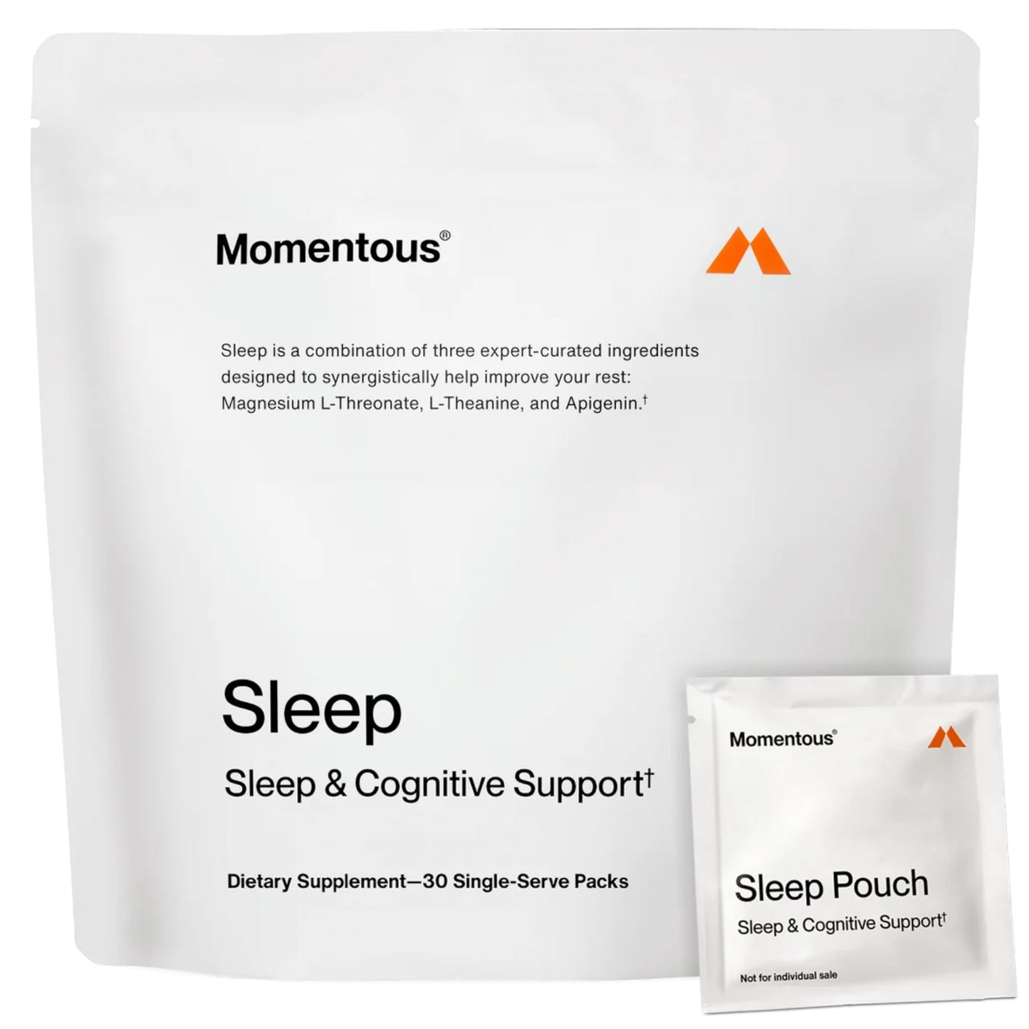 Momentous Nightly Sleep Pack – Magnesium L-Threonate, L-Theanine & Apigenin | 30 Servings | NSF Certified for Sport