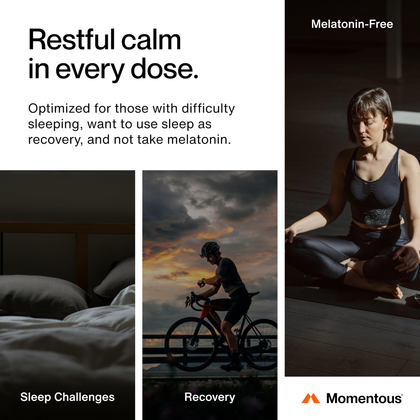 Momentous Nightly Sleep Pack – Magnesium L-Threonate, L-Theanine & Apigenin | 30 Servings | NSF Certified for Sport