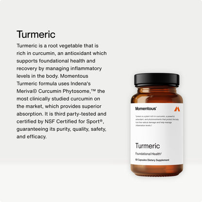 Momentous Turmeric 1,000 mg – Meriva Curcumin Phytosome, NSF Certified for Sport, 60 Capsules