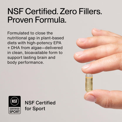 Momentous Vegan Omega-3 - Plant-Based EPA & DHA from Algae Oil | 1,000 mg per Serving | NSF Certified for Sport | 30 Servings