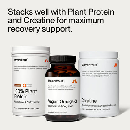 Momentous Vegan Omega-3 - Plant-Based EPA & DHA from Algae Oil | 1,000 mg per Serving | NSF Certified for Sport | 30 Servings