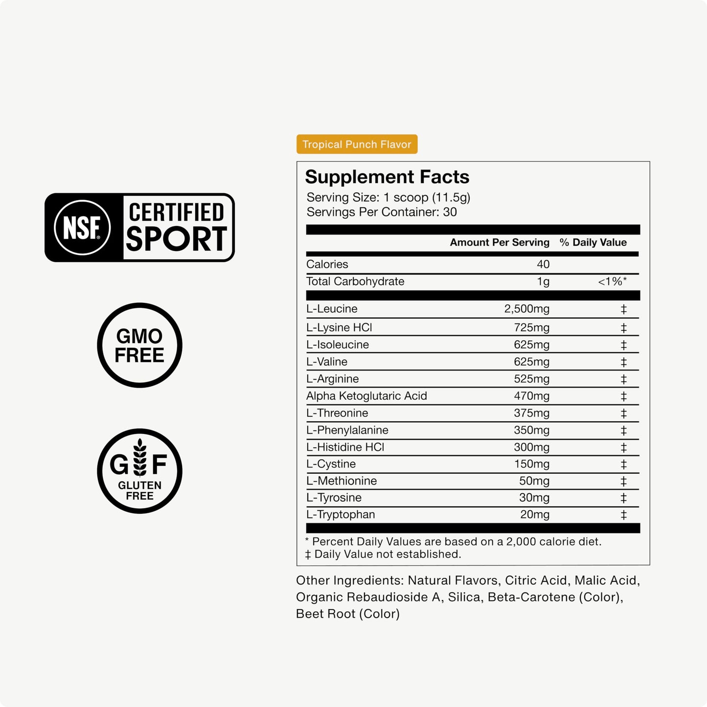 Momentous Vital Aminos Powder – 13 Amino Acids (EAAs + extras) | BCAA & EAA | Tropical Punch | NSF Certified for Sport | GMO & Gluten-Free | 30 Servings