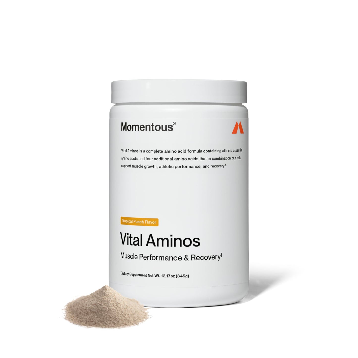 Momentous Vital Aminos Powder – 13 Amino Acids (EAAs + extras) | BCAA & EAA | Tropical Punch | NSF Certified for Sport | GMO & Gluten-Free | 30 Servings