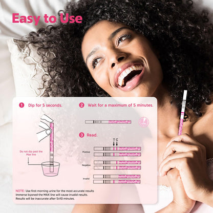 MomMed LH25 Ovulation Test Strips - 25 Cups, 99% Accurate | Pink