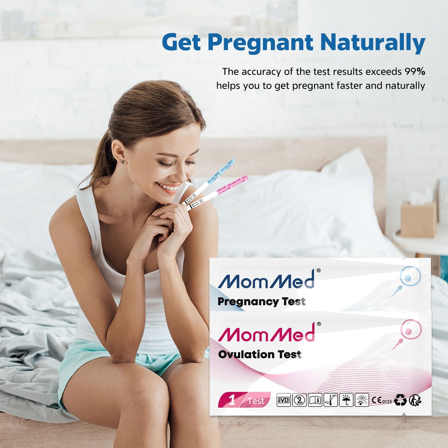 MomMed Ovulation Predictor Kit (HCG25-LH100) – 25 Pregnancy Tests & 100 Ovulation Tests
