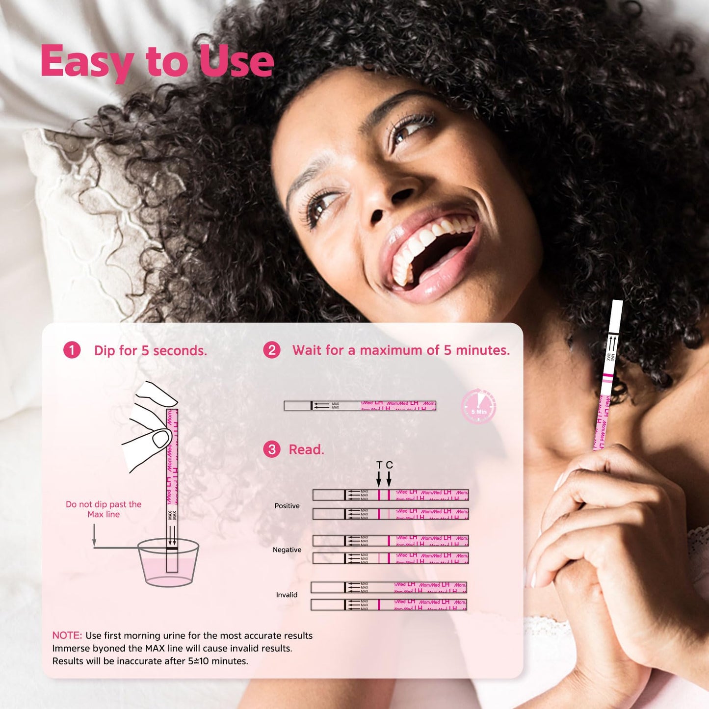MomMed Ovulation Test Strips – 50 LH Predictor Kit with Cups