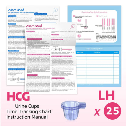 MomMed LH25 Ovulation Test Strips - 25 Cups, 99% Accurate | Pink