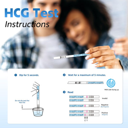 MomMed Pregnancy Test Strips – 20 HCG Tests, 99% Accurate, 20 Free Urine Cups, Bulk for Home Use