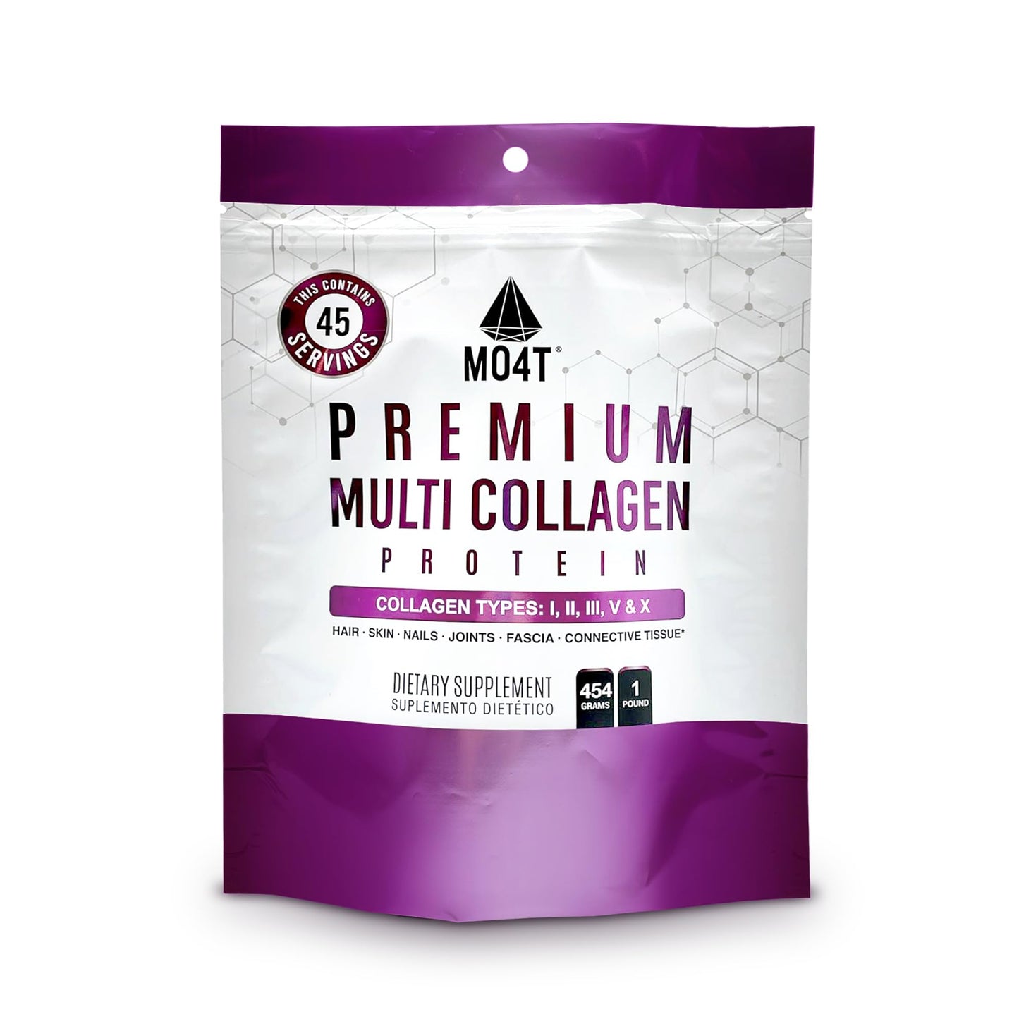 MO4T MOMOF4TRANSFORM Hydrolyzed Multi Collagen Powder | Sugar-Free, Grass-Fed | 1 lb | Hair, Skin & Nails