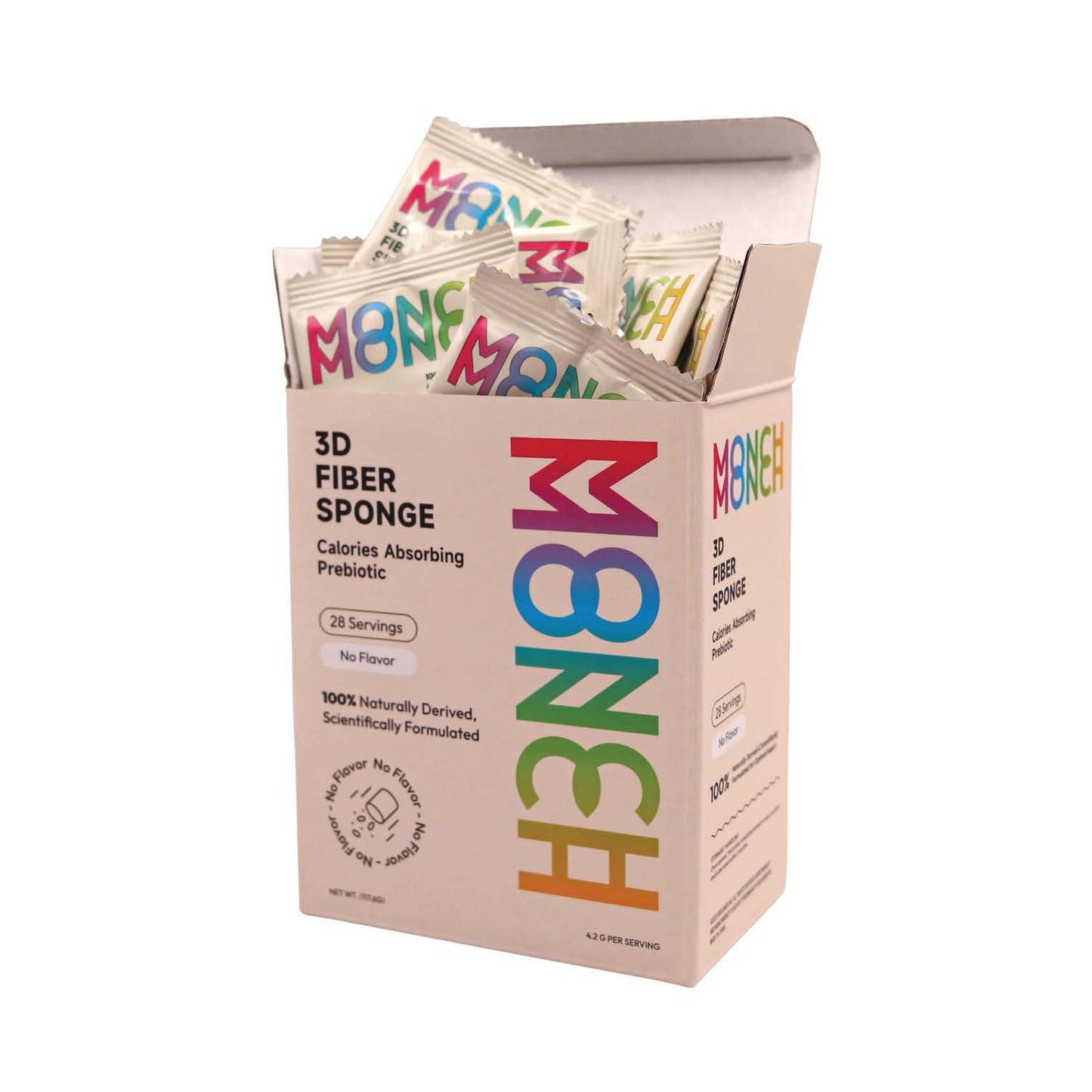 Monch Monch Prebiotic Fiber Powder Unflavored — Calorie-Absorbing Soluble Fiber for Gut Health, Vegan & Sugar-Free (28 Ct)