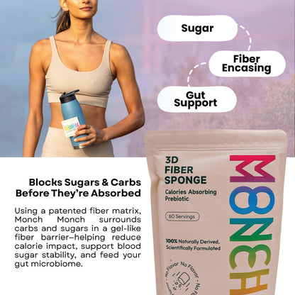 Monch Monch Calorie Absorbing Fiber Sponge – 60 Ct | Vegan, Sugar-Free Konjac Gum & Prebiotic Fiber