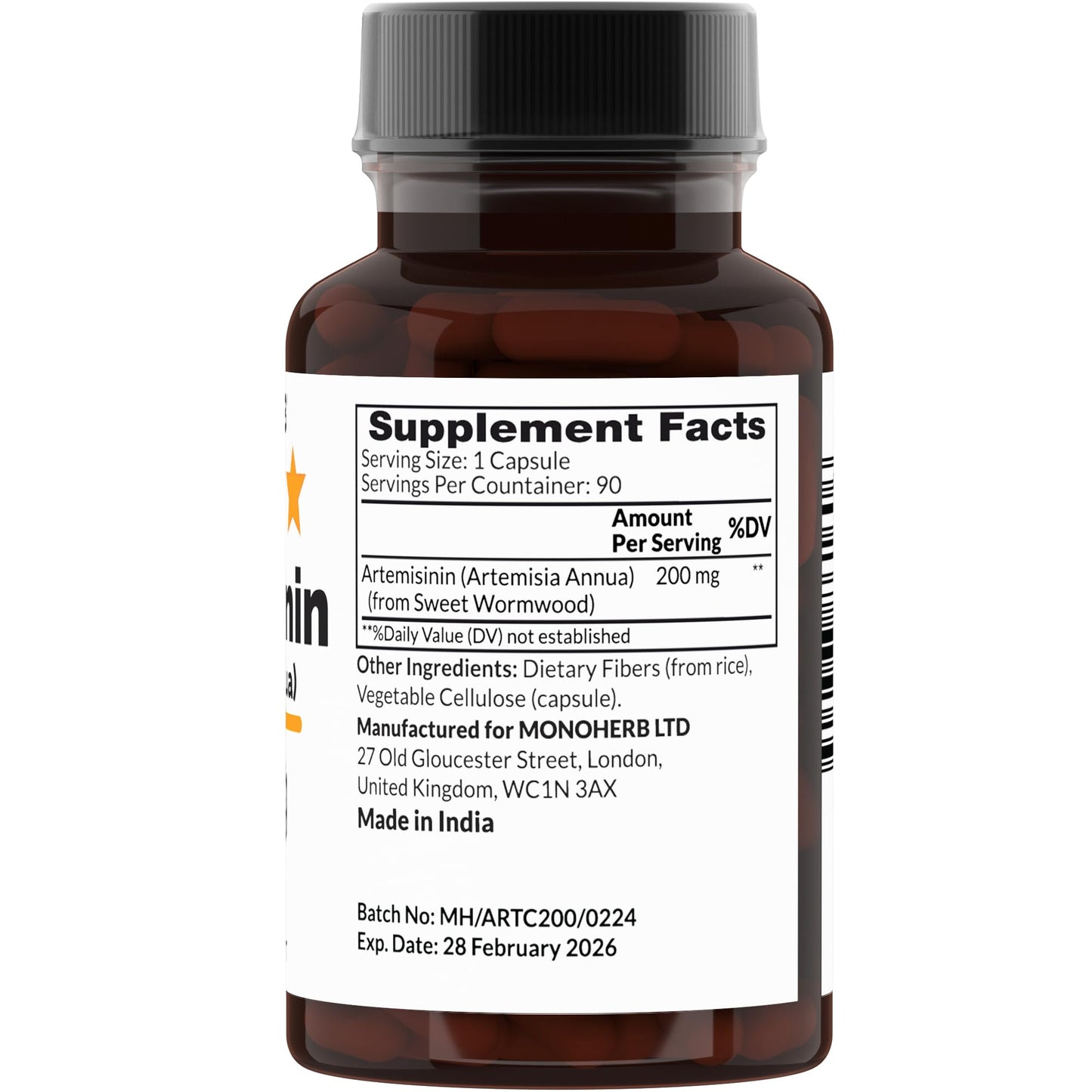 MONOHERB Artemisinin 200 mg - 90 Capsules | Artemisia Annua Supplement