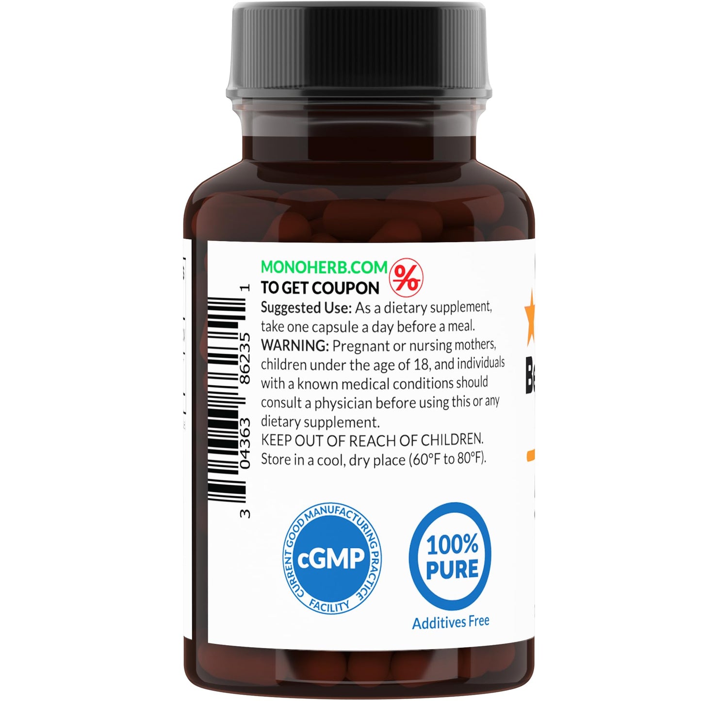 MONOHERB Beta 1,3/1,6 Glucan 500 mg - 90 Veg Capsules (Pack of 2) | 90 Servings