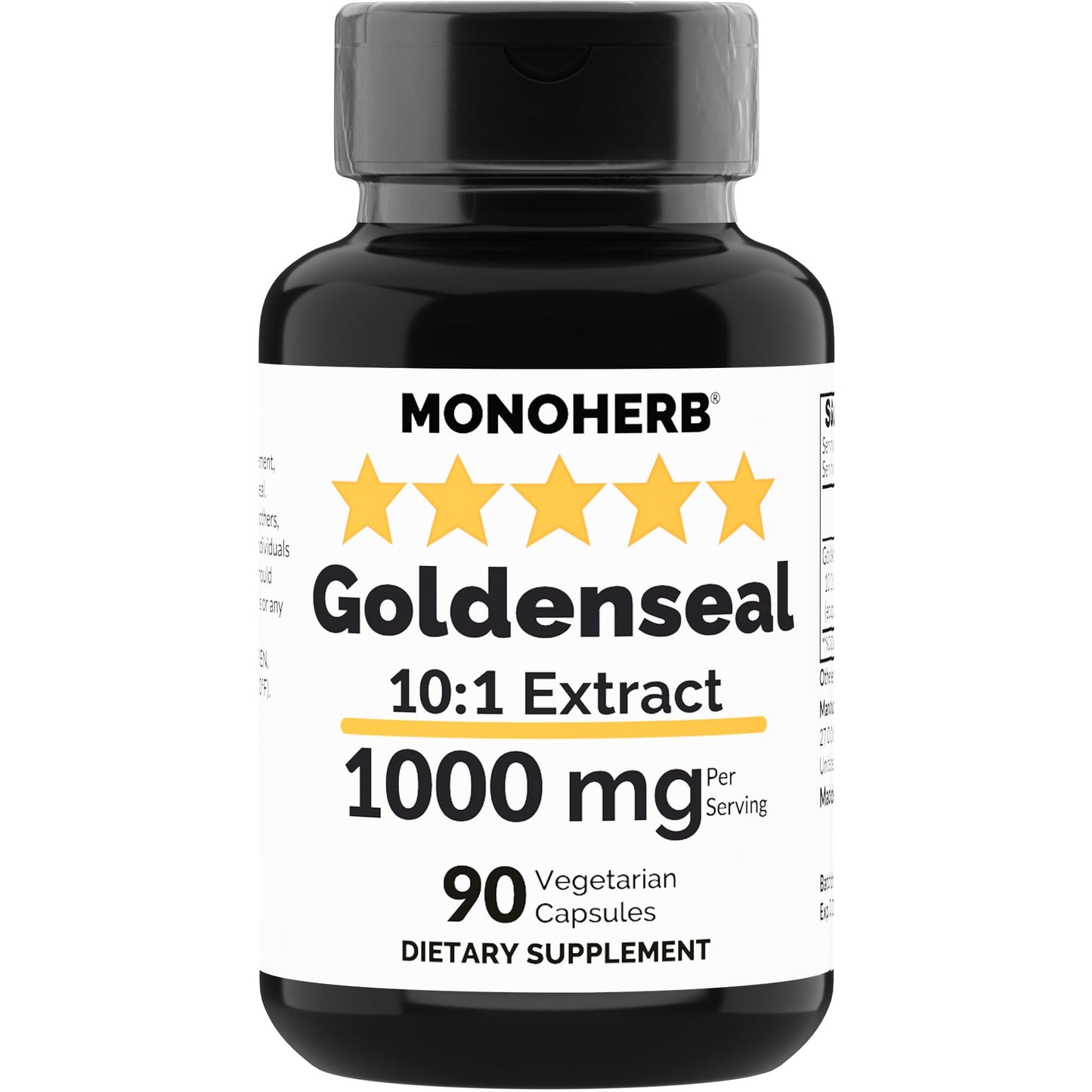 MONOHERB Goldenseal Extract 1000 mg - 90 Vegetarian Capsules | Extra Strength 10X