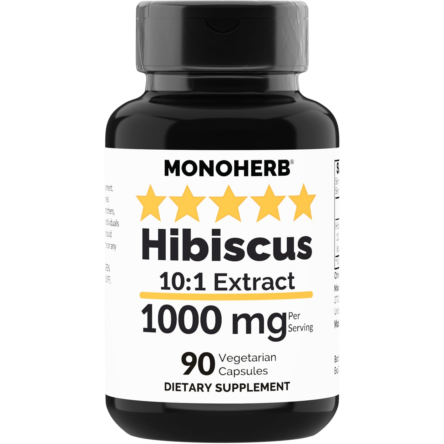 MONOHERB Hibiscus Extract 1000 mg - 90 Vegetarian Capsules