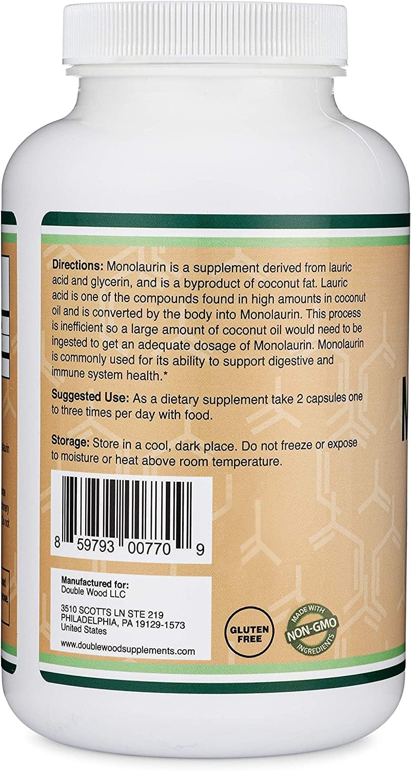 Double Wood Monolaurin Immune Support – 1,000mg per Serving, 210 Capsules (Vegan, Non-GMO, Gluten Free) – Pack of 2