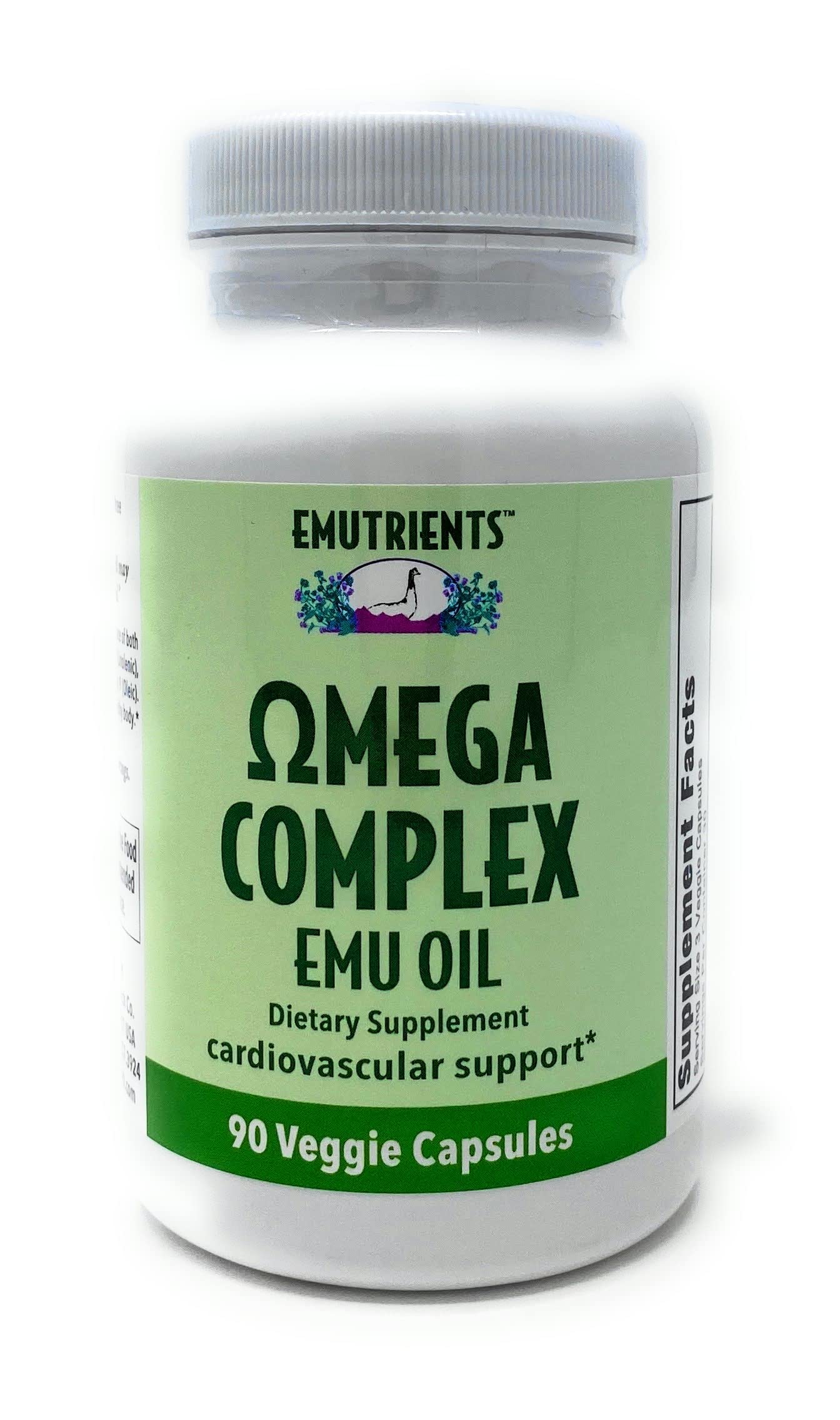 Montana Emu Ranch EMUtrients Omega Complex Emu Oil 750mg | Omega 3, 6, 7, 9 | 90 Veggie Caps