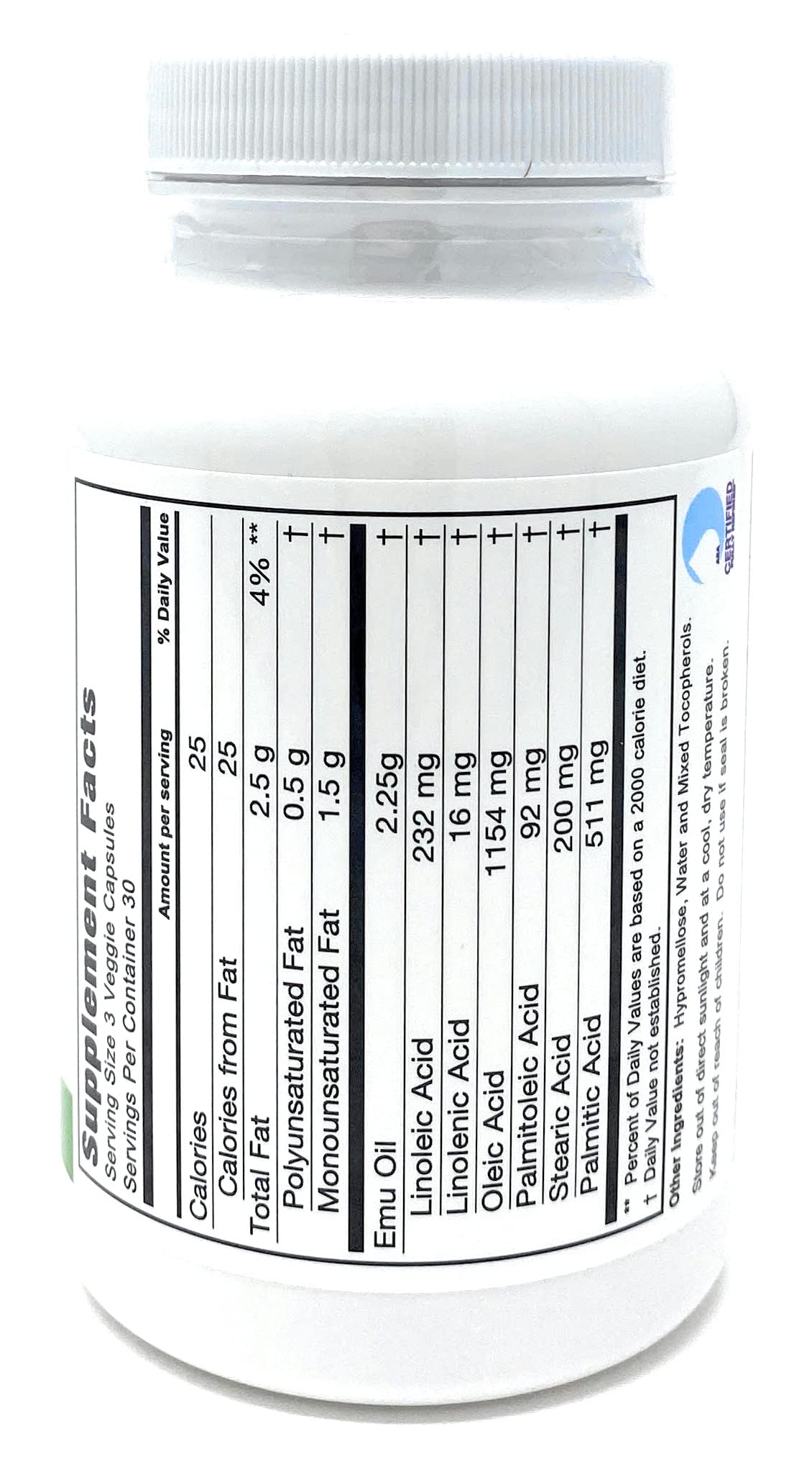 Montana Emu Ranch EMUtrients Omega Complex Emu Oil 750mg | Omega 3, 6, 7, 9 | 90 Veggie Caps