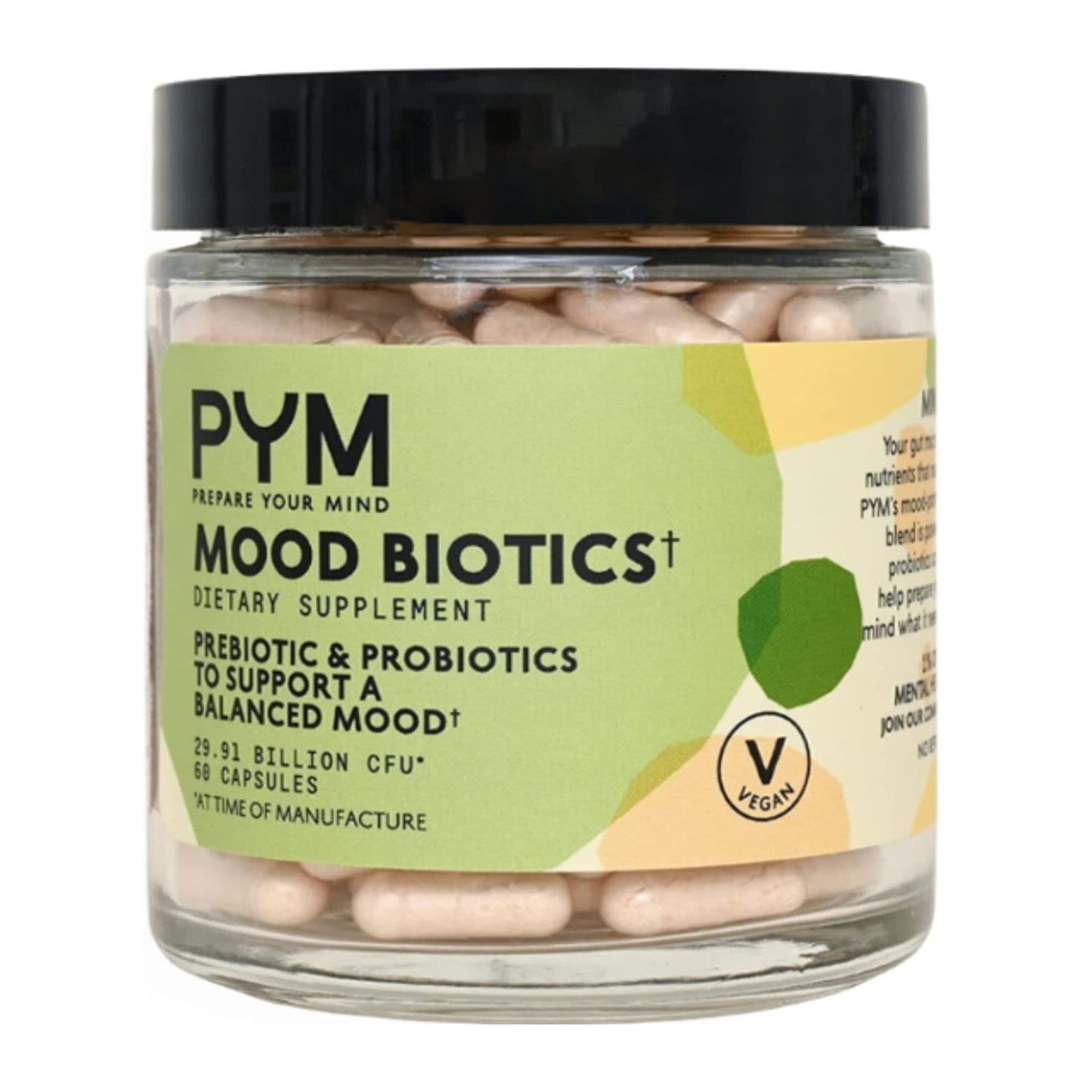 PYM Mood Biotics: Probiotic & Prebiotic Mood Support – 22.91B CFU, 60 Count, Vegan, Gluten Free, Non-GMO