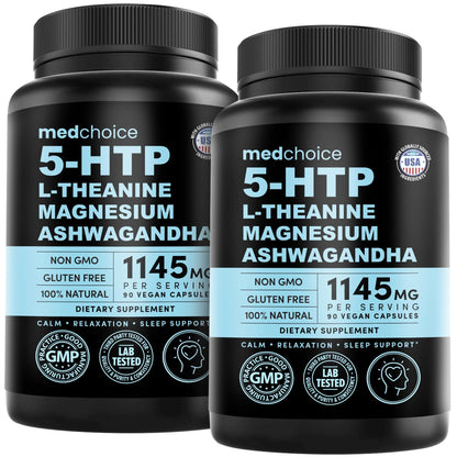 15-in-1 Mood Support Supplement - 5-HTP 200mg + L-Theanine, Magnesium & Ashwagandha