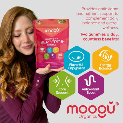 Moogǔ Organics Berberine Gummies – Turmeric, Cinnamon, Alpha-Lipoic Acid (90 ct)