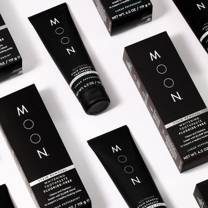 MOON Fluoride-Free Toothpaste | Stain Removal & Whitening for Adults & Kids | Peppermint