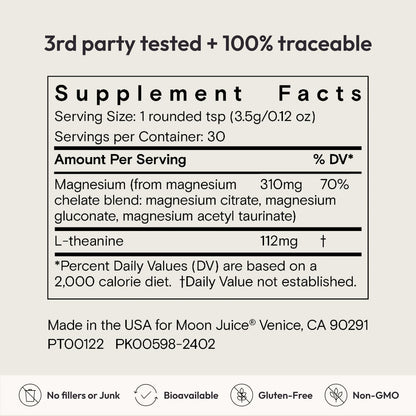 Moon Juice Magnesi-Om Magnesium Powder with L-Theanine | Sleep, Calm & Digestive Support | 30 Servings