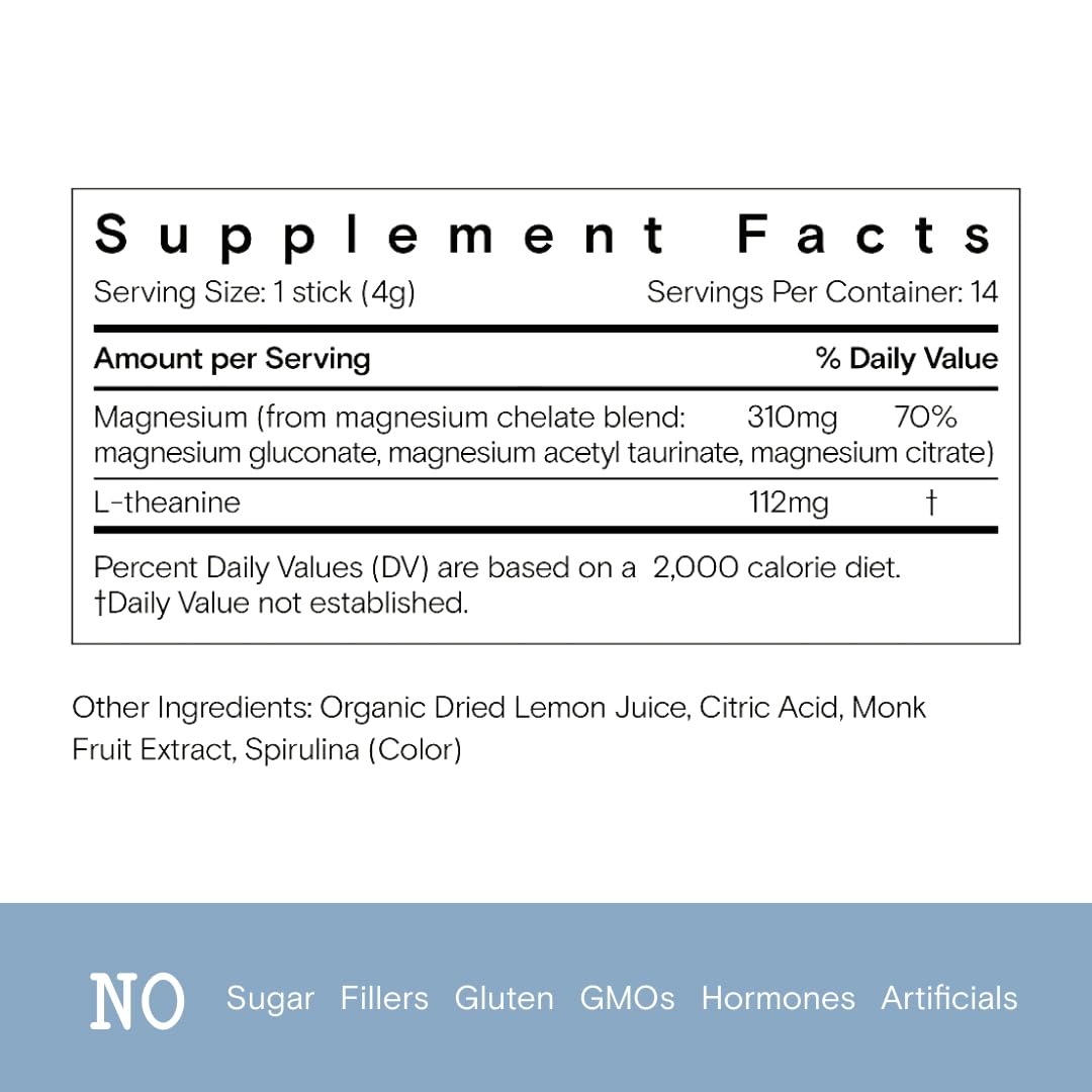 Moon Juice Magnesi-Om Blue Lemon Sticks – Magnesium + L-Theanine for Calm, Brain Health & Regularity