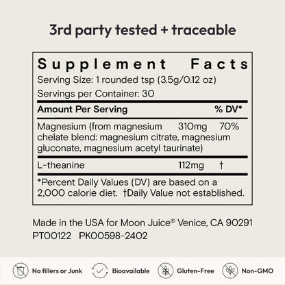 Moon Juice Magnesi-Om Magnesium Powder with L-Theanine | Sleep, Calm & Digestive Support | 30 Servings