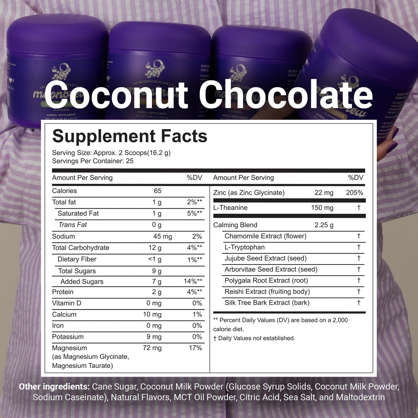 MoonBrew Nighttime Magnesium Coconut Chocolate Sleep Drink Mix – Melatonin-Free