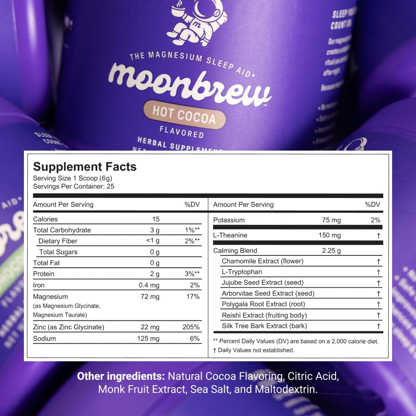 MoonBrew Nighttime Magnesium Hot Cocoa – Sleep Support (Melatonin-Free) with L-Theanine & Chamomile