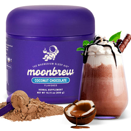 MoonBrew Nighttime Magnesium Coconut Chocolate Sleep Drink Mix – Melatonin-Free